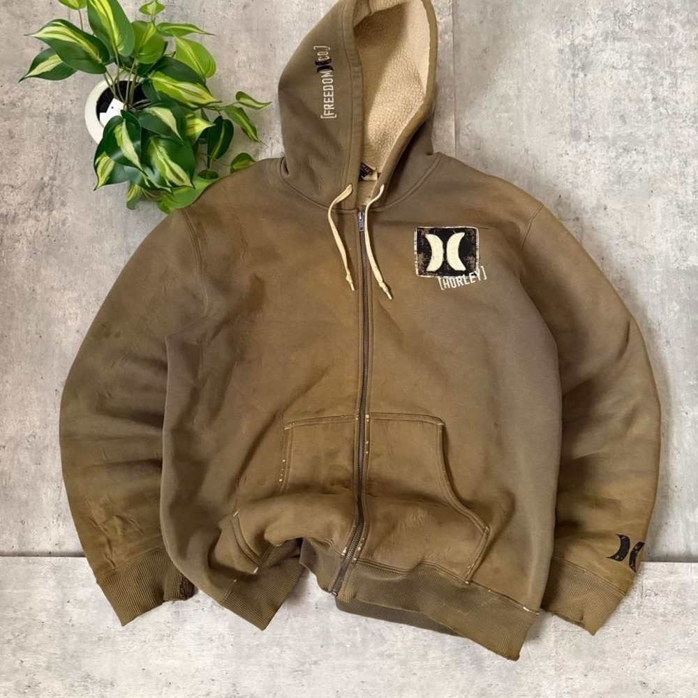 Vintage‎ Y2K Hurley Zip Up Sherpa lined Hoodie